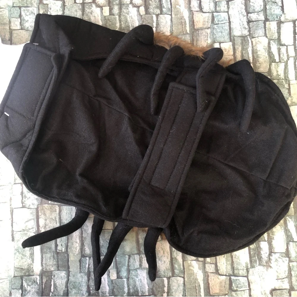Party Dog Black Fuzzy Spider Dog Costume Sz L/XL